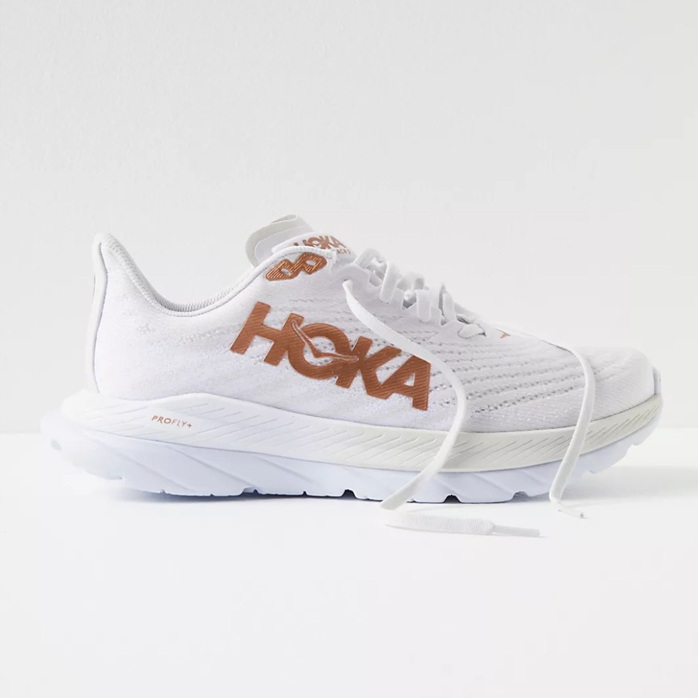 Hoka Women's White Sneakers with Copper Logo